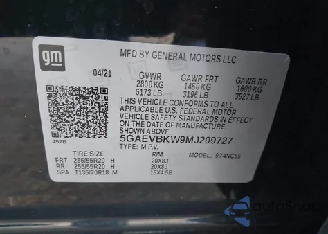 2021 Buick Enclave Awd Premium из США, поврежденный, VIN 5GAEVBKW9MJ209727